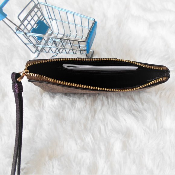 Coach Signature PVC Corner Zip  Khaki Mtlc Rasp - Picture 9 of 16